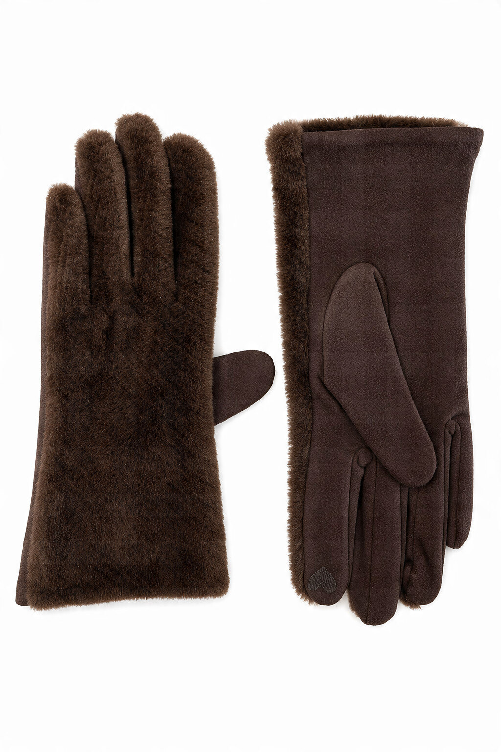 Großhändler JAMILLA - Handschuhe mit kurzem Kunstfellrücken und Wildlederhandfläche