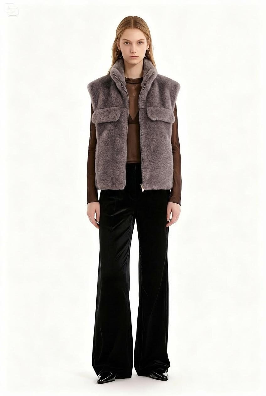 Grossiste Jamilla - Gilet court en fausse fourrure