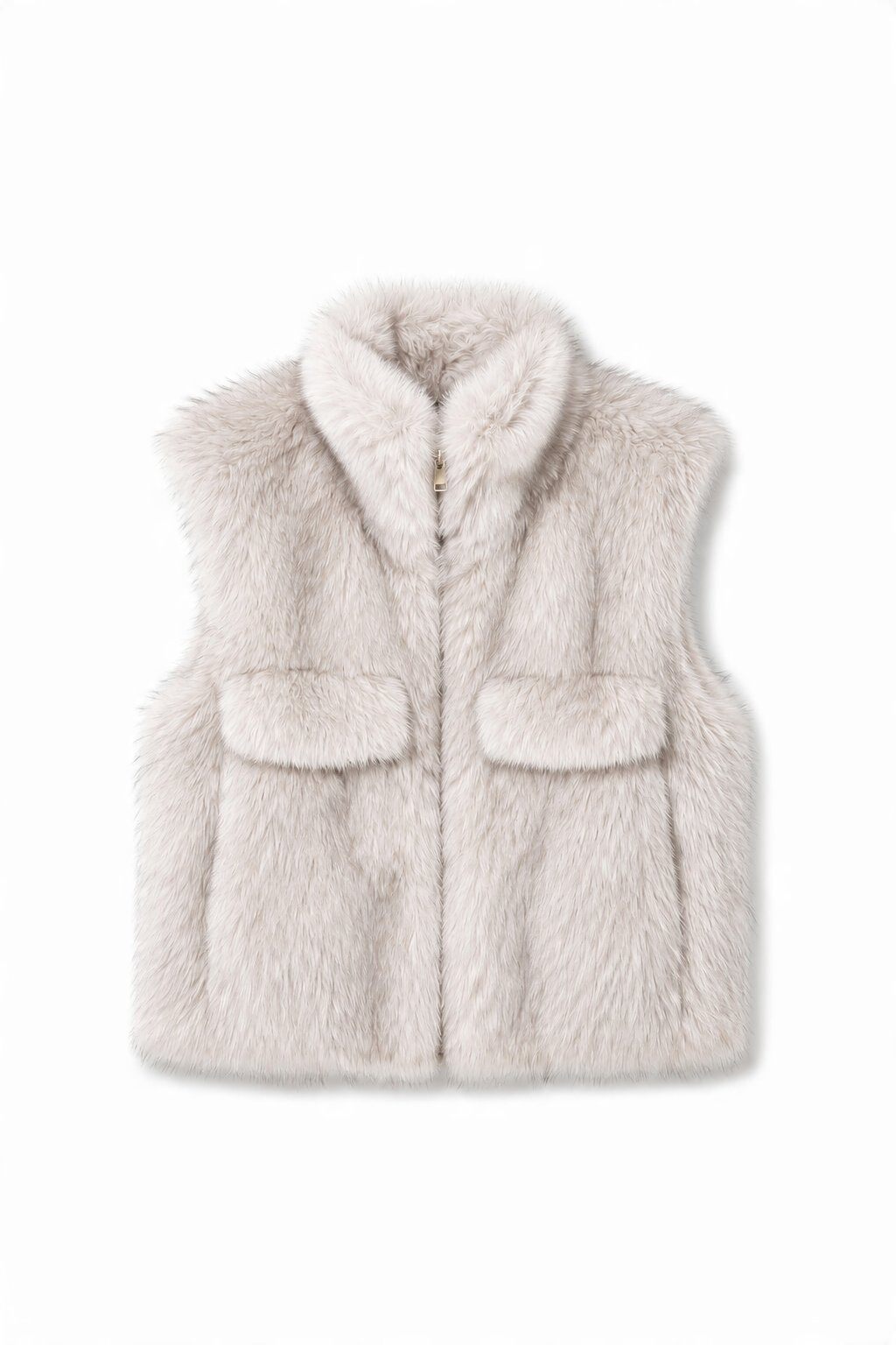 Grossiste JAMILLA - Gilet d'Hiver en Fausse Fourrure avec Zip et Col Montant