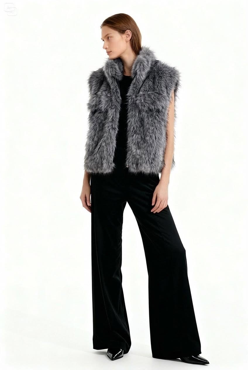 Grossiste Jamilla - Gilet court en fausse fourrure