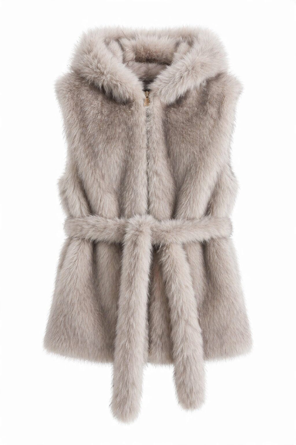 Grossiste JAMILLA - Gilet d'Hiver en Fausse Fourrure avec Capuche et Ceinture