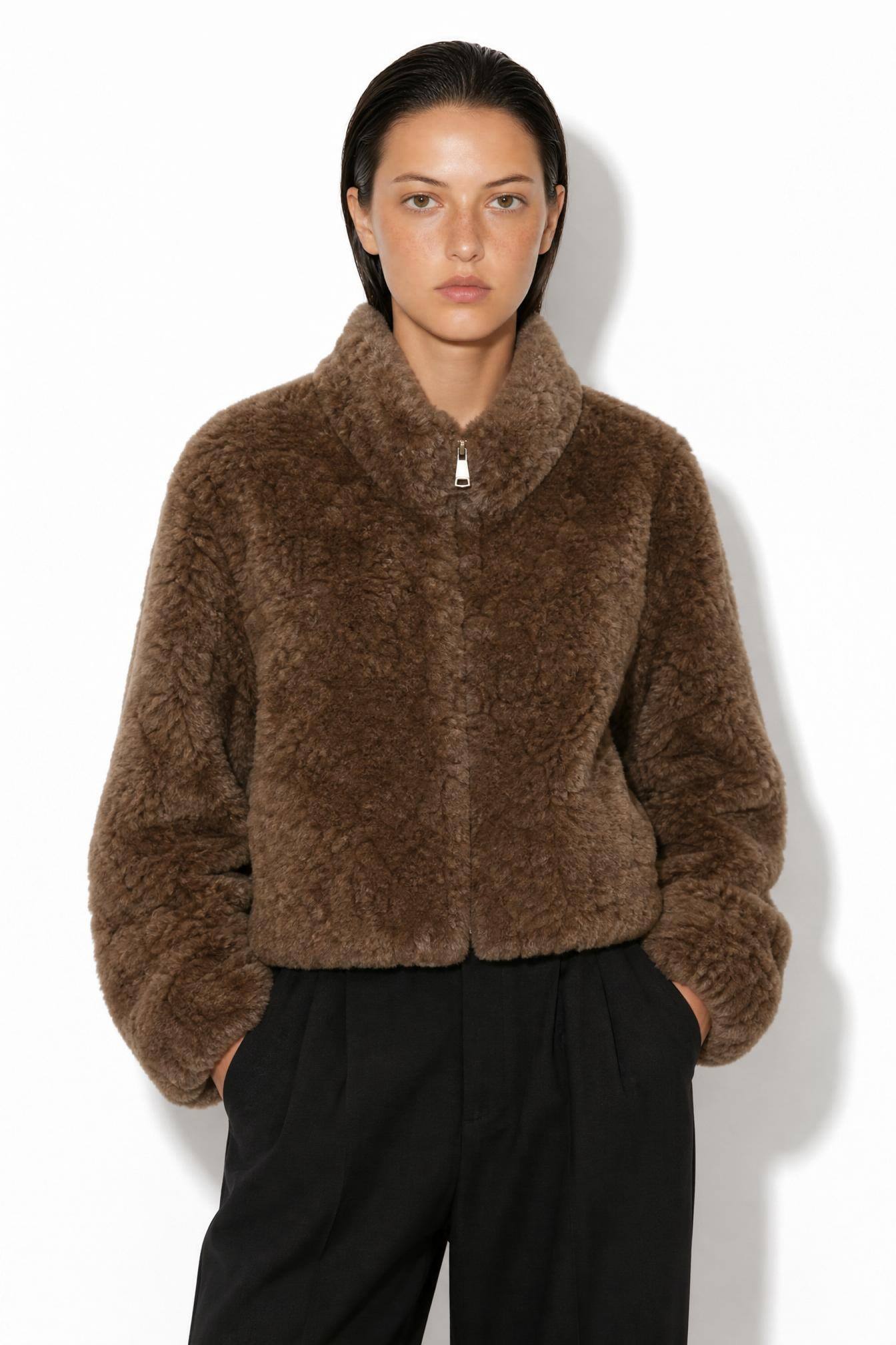 Wholesaler JAMILLA - Padded Teddy Bear Jacket with High Collar