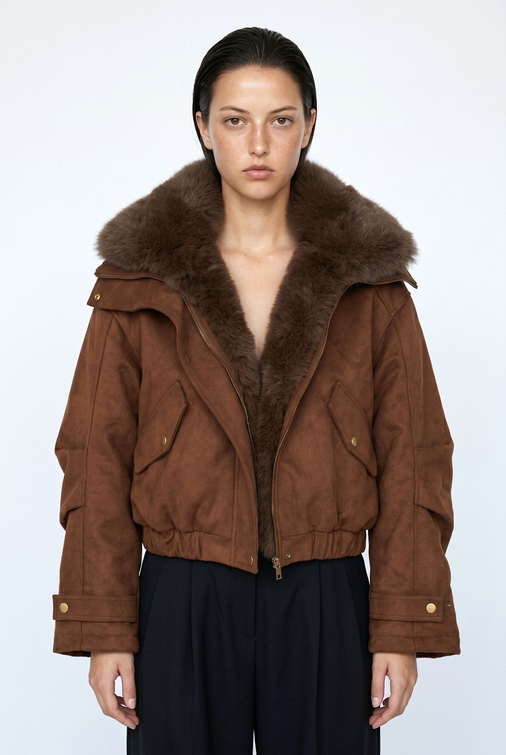 Wholesaler JAMILLA - Short Suede-Effect Jacket with Metallic Details