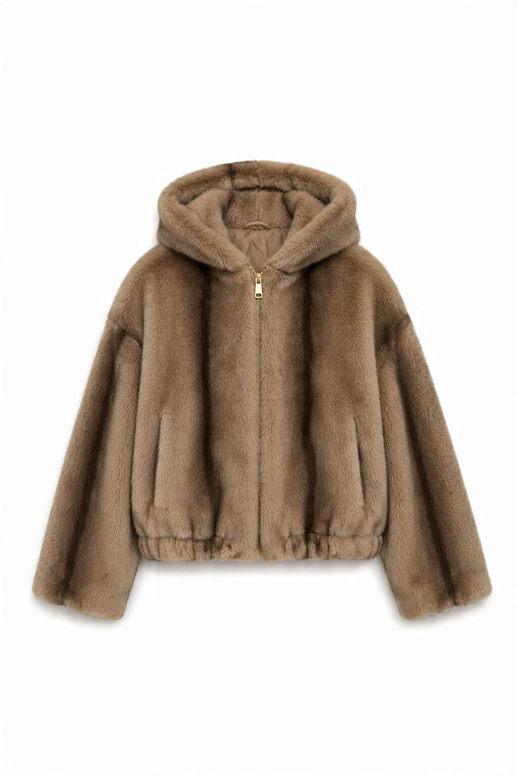Wholesaler JAMILLA - Short jacket in gradient faux fur with hood and front zipper