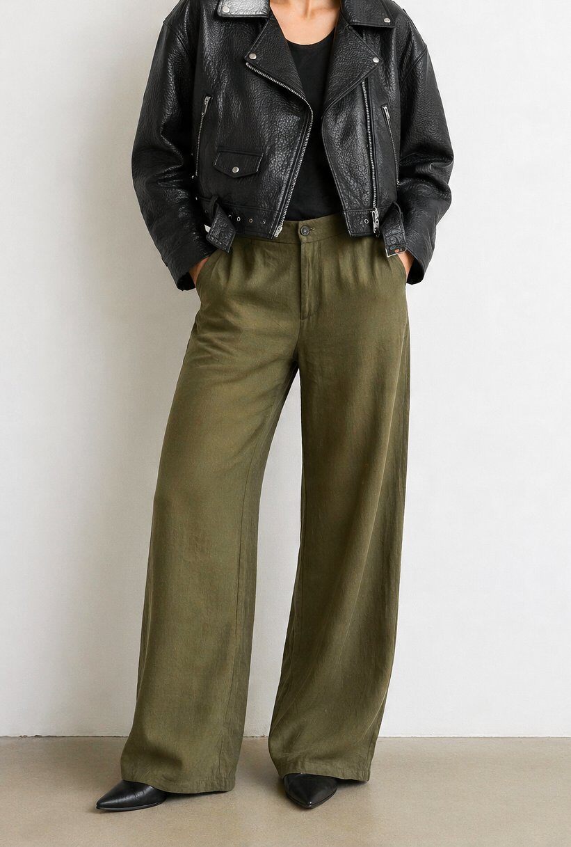 Wholesaler JAMILLA - Flowy Wide-Leg Palazzo Pants with Elastic Waist
