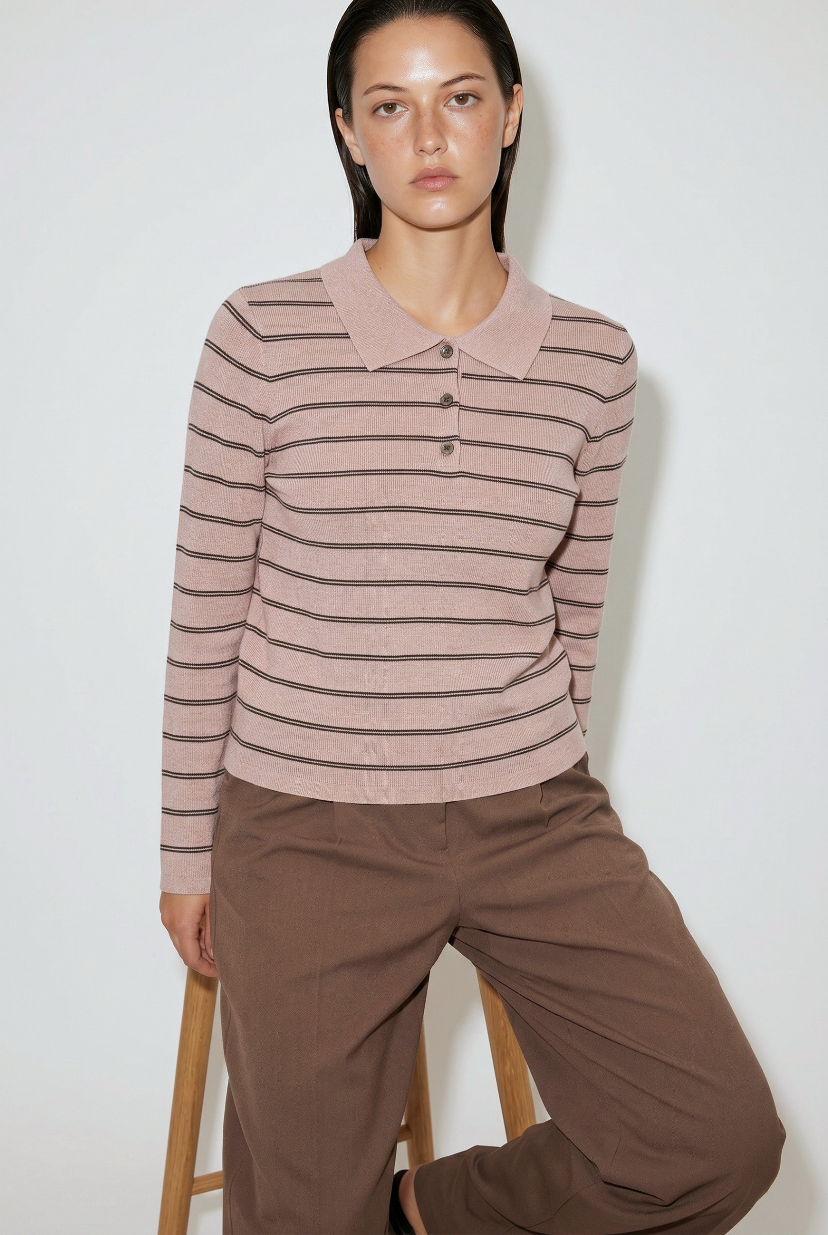 Großhändler JAMILLA - Gestreifter Horizontaler Polo-Pullover mit Kragen