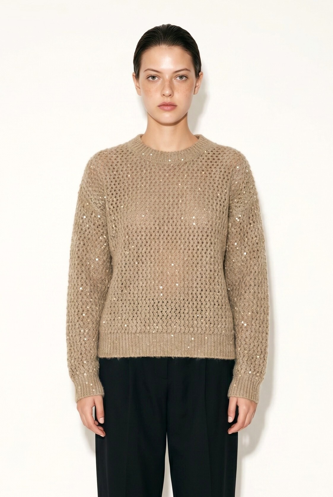 Wholesaler JAMILLA - Winter Sweater in Openwork Knit with Shimmering Sequins