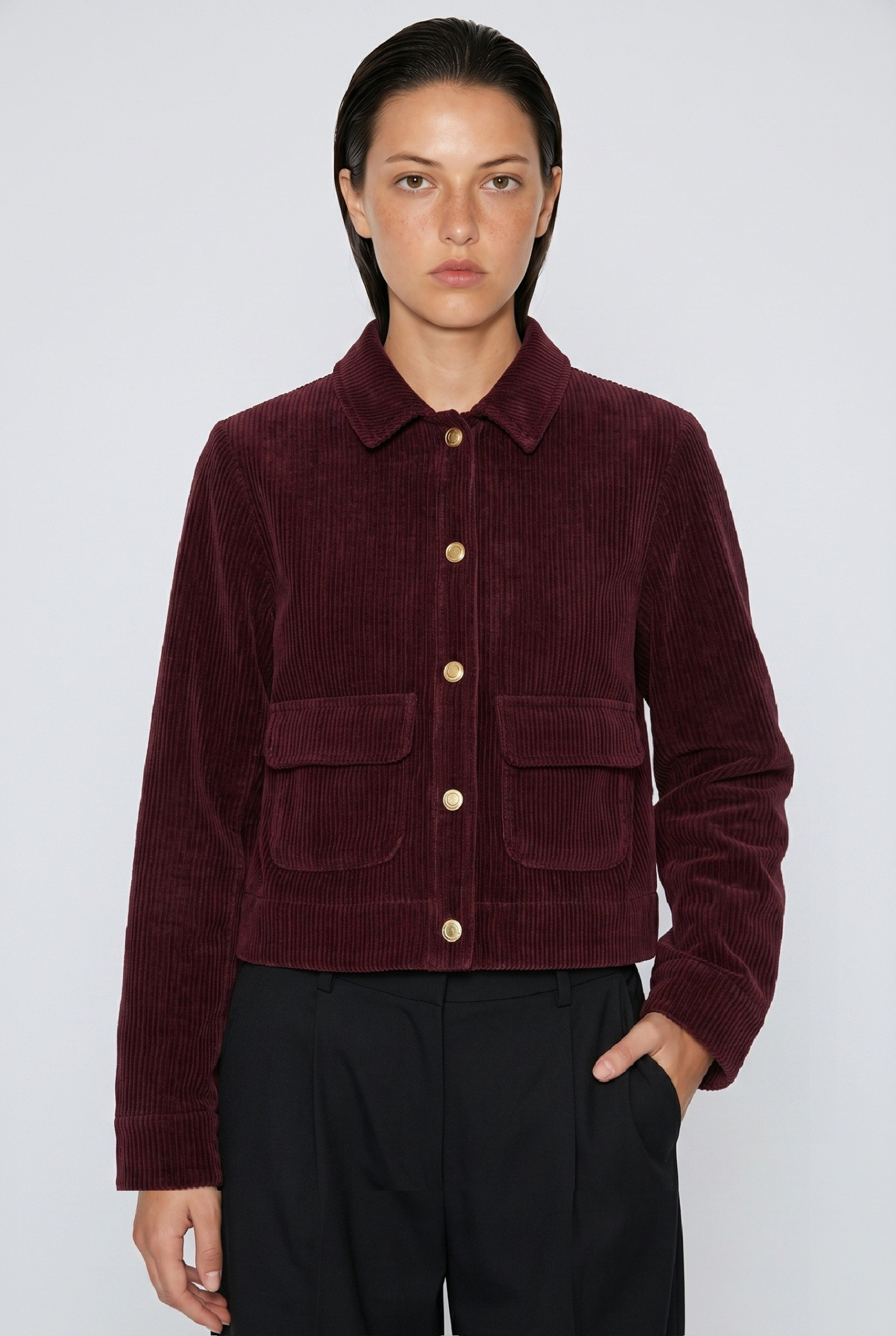 Wholesaler JAMILLA - Short Corduroy Jacket with Gold Buttons