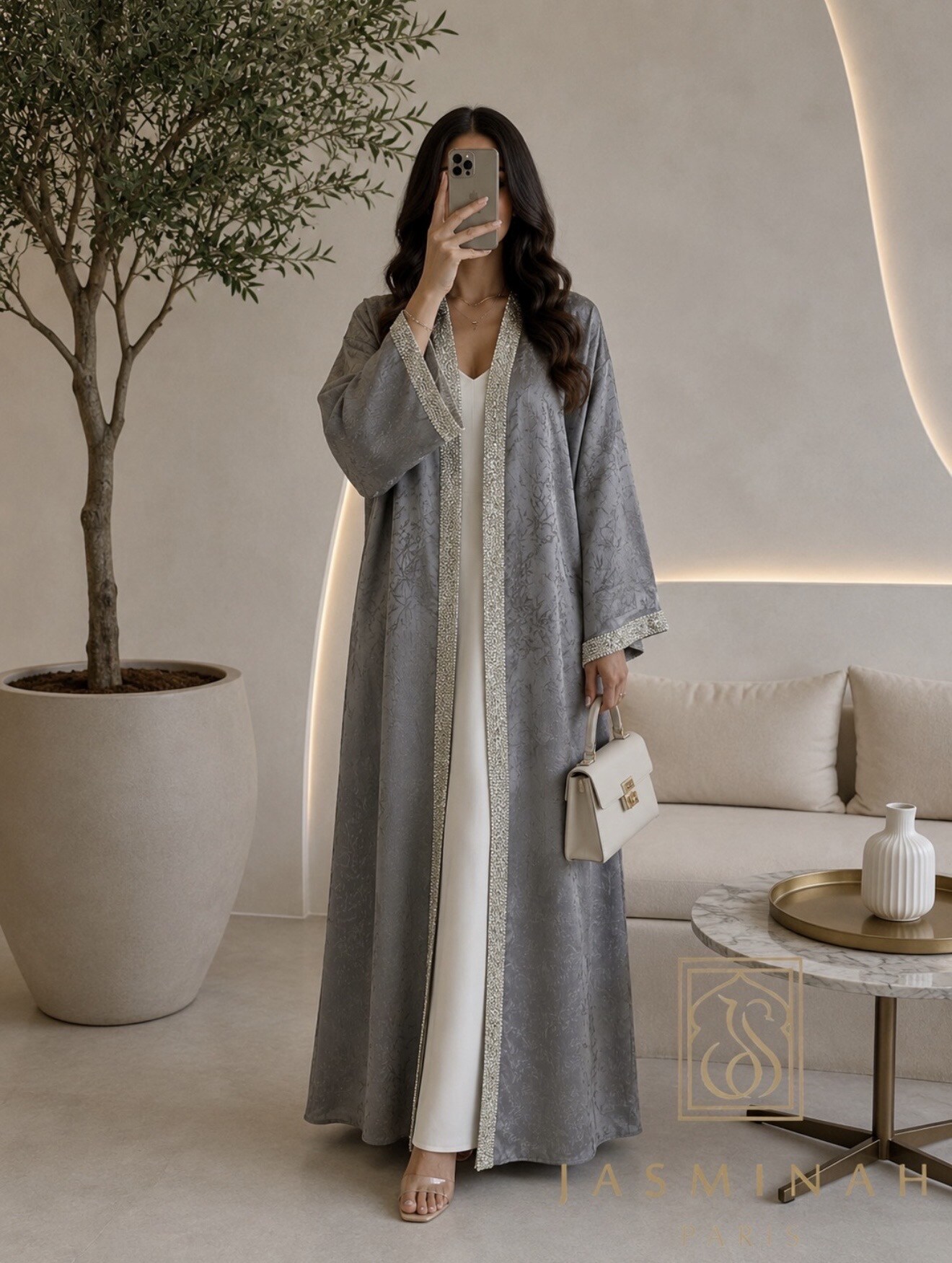 Mayorista Jasminah Paris - Kimono Lumiya de Brocado con Estrás
