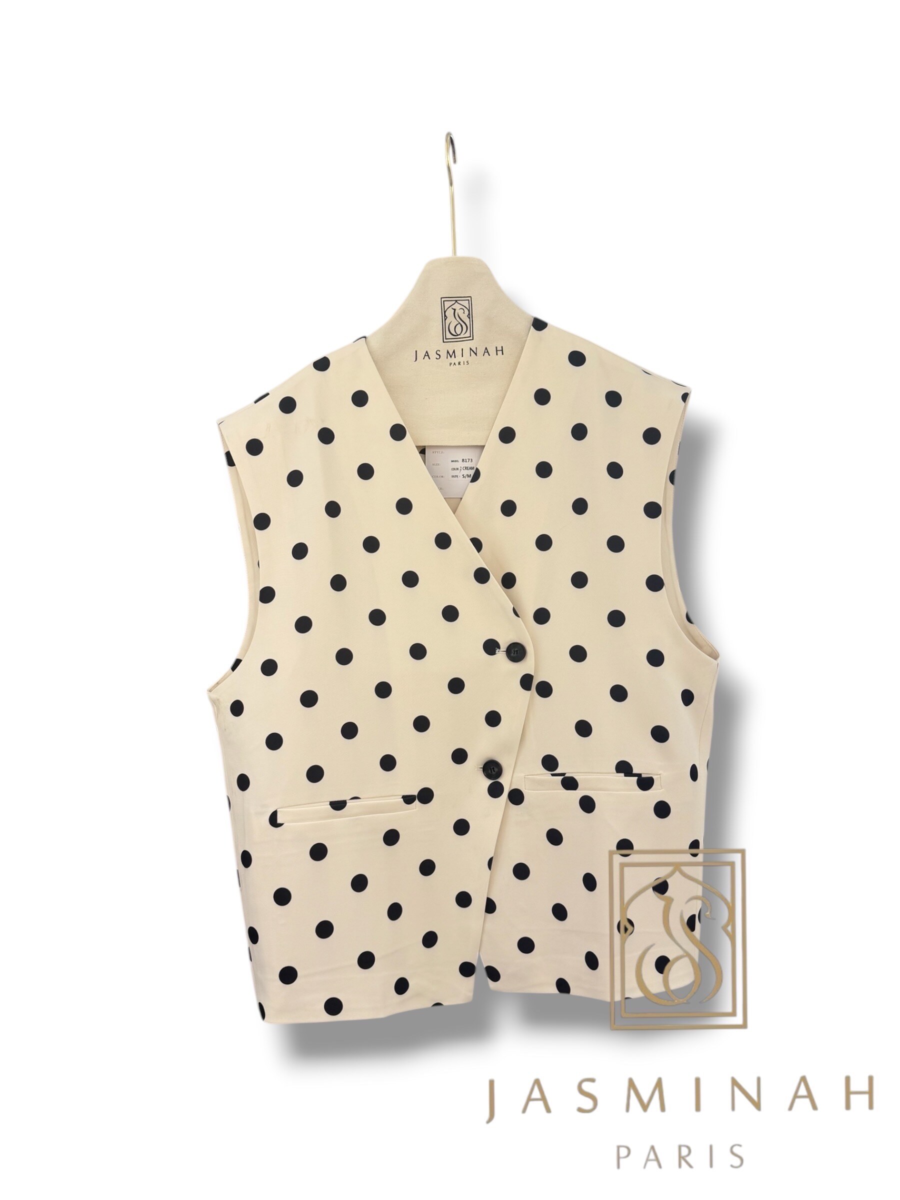 Grossiste Jasminah Paris - Blazer sans manche à pois oversize