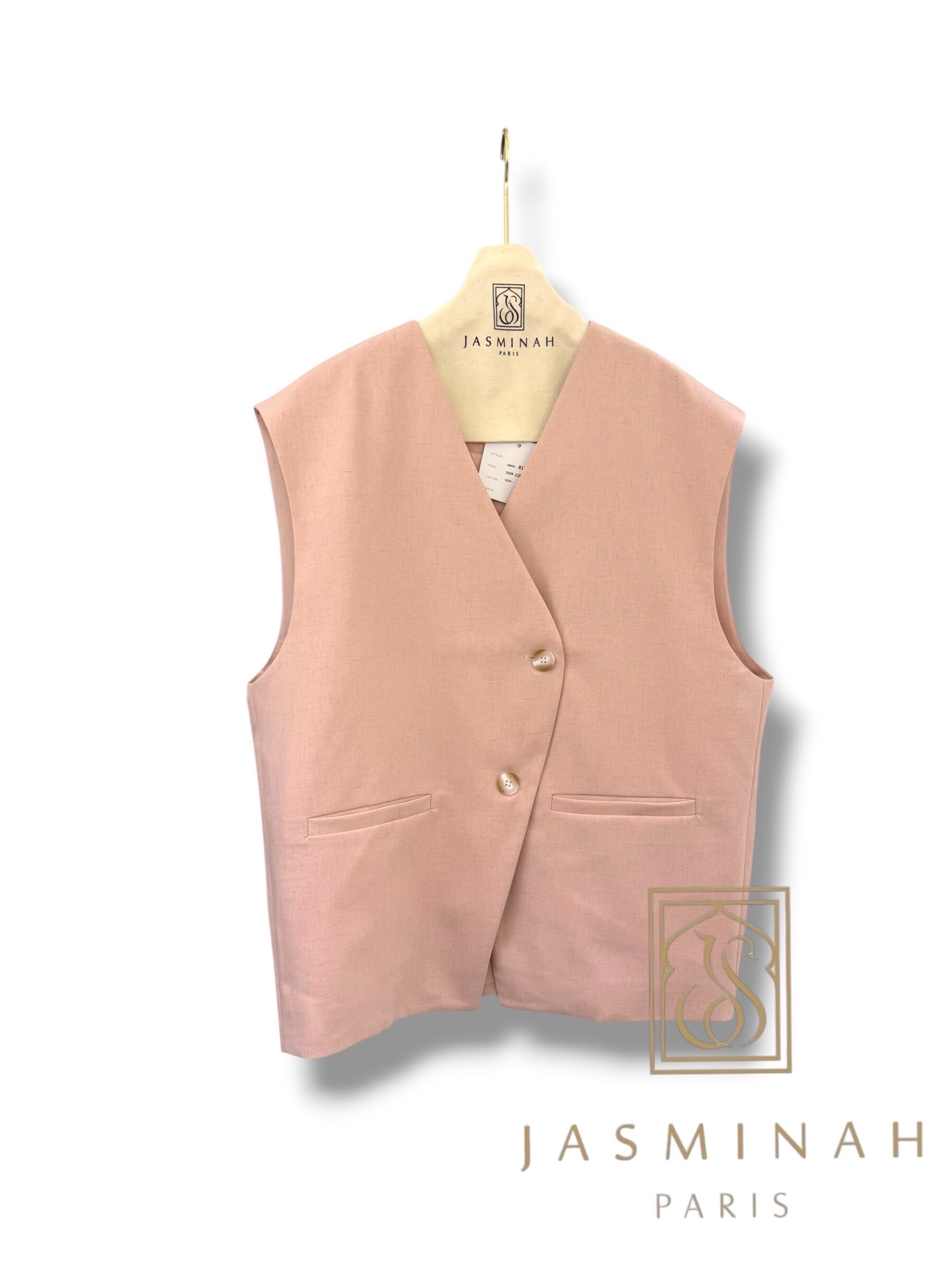 Grossiste Jasminah Paris - Gilet Blazer sans manche lin 8%