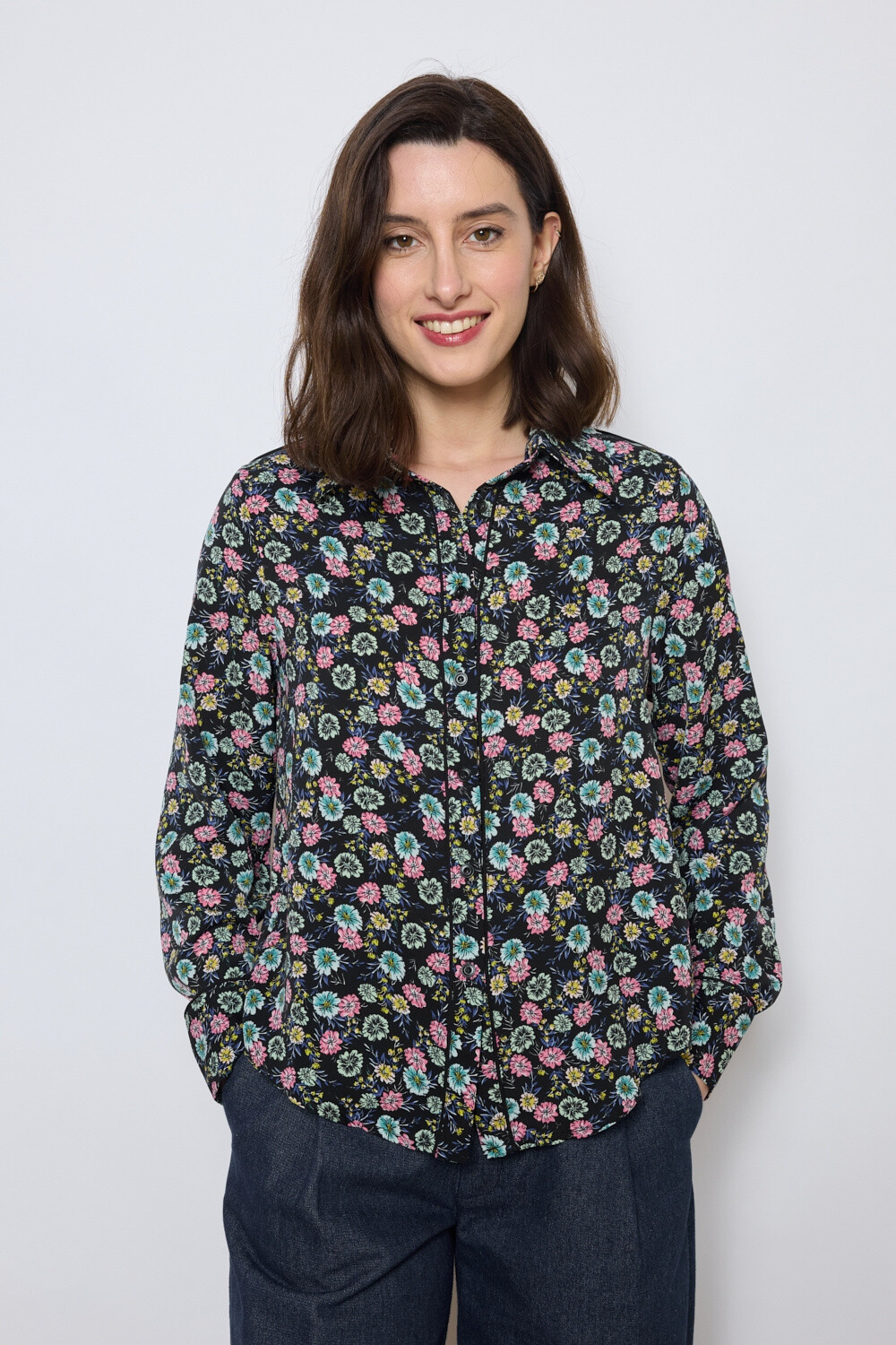 Grossiste JCL Paris - Chemise à imprimé cachemire avec une palette de bleu foncé