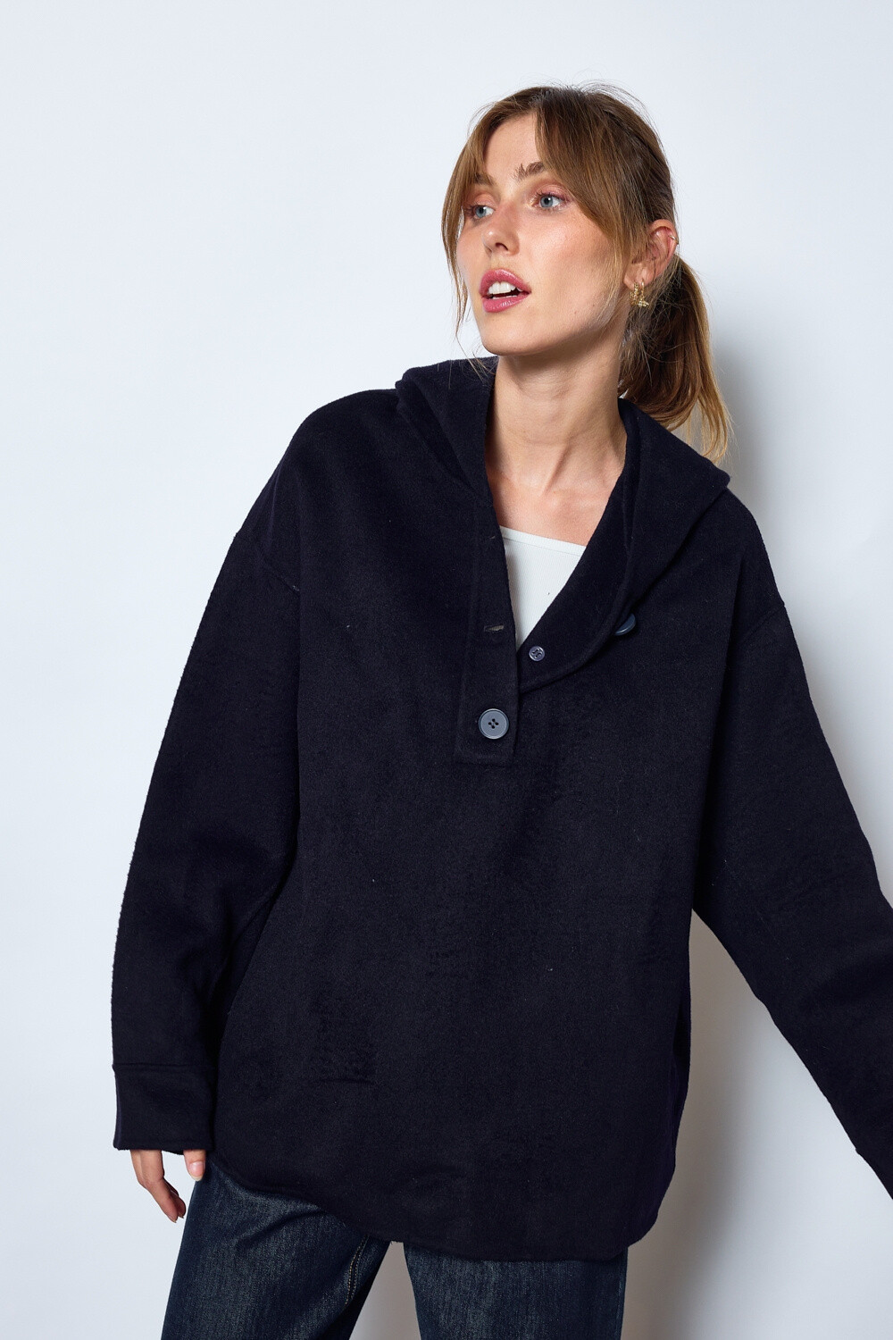 Grossiste JCL Paris - Manteau-pull à capuche oversize