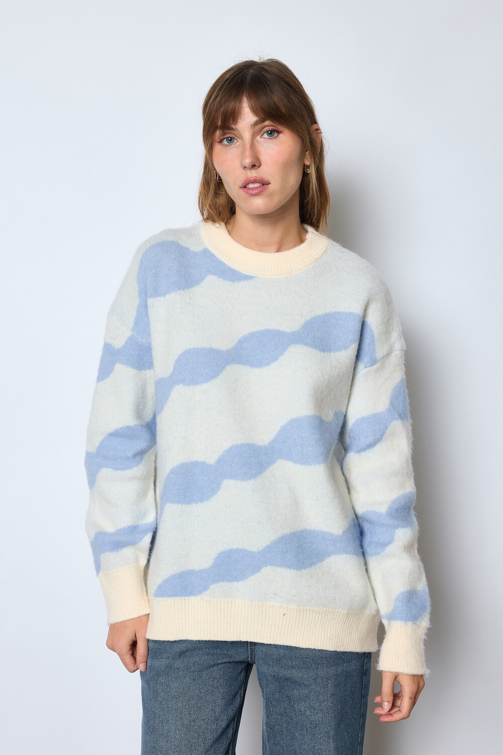 Grossiste JCL Paris - Pull en maille à imprimé bicolore