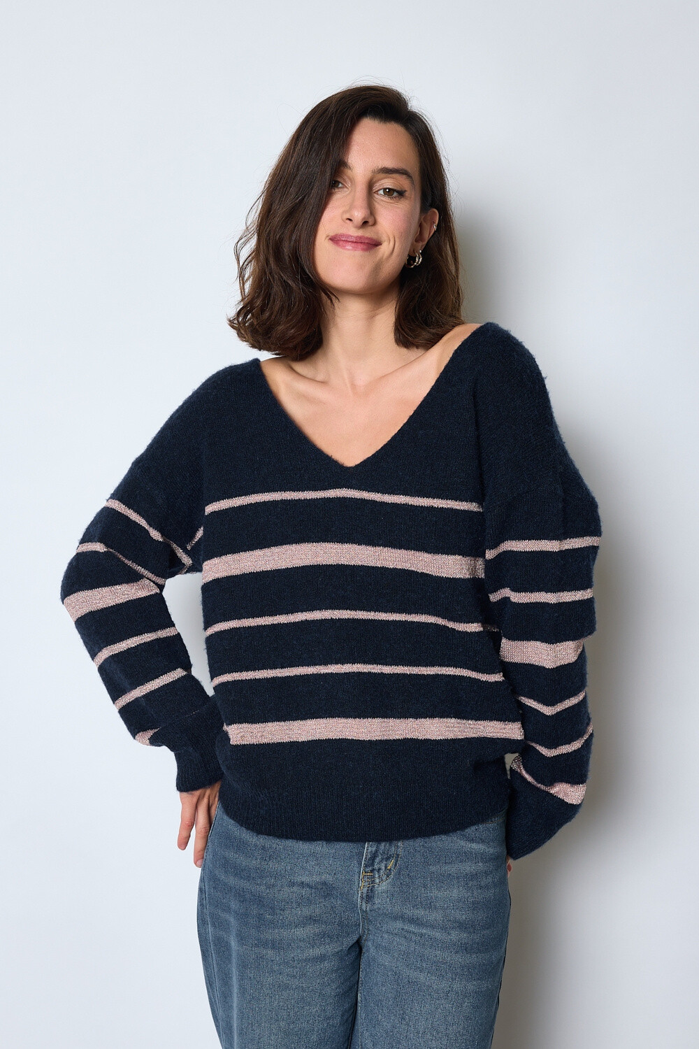Wholesaler JCL Paris - Shiny striped sweater