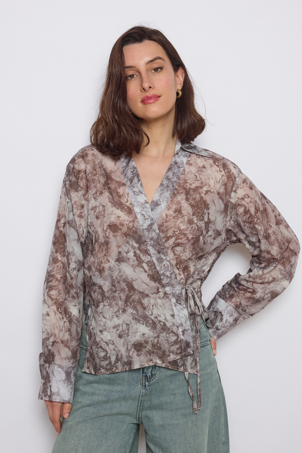 Grossiste JCL Paris - Blouse portefeuille à manches longues