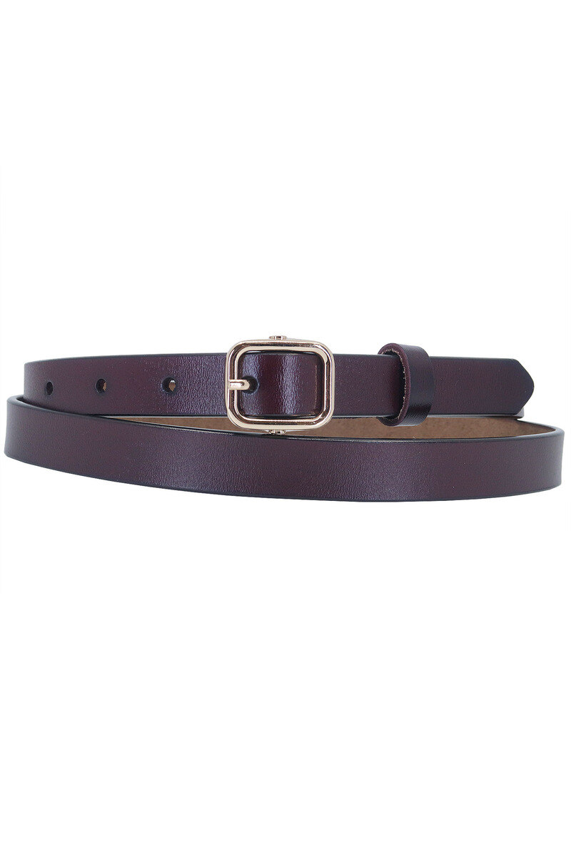 Grossiste JCL - Ceinture femme fine 20mm en croûte de cuir avec une boucle carre dorée .