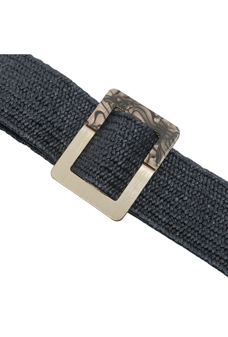 Grossiste JCL - Ceinture raphia en paille élastiqué boucle métal