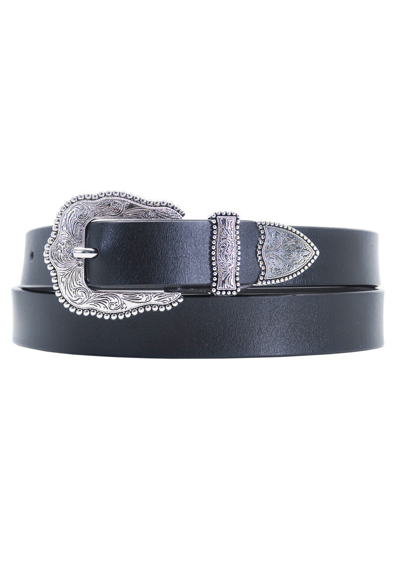 Wholesaler JCL - Cowhide split leather women belt with western buckle and metal tip