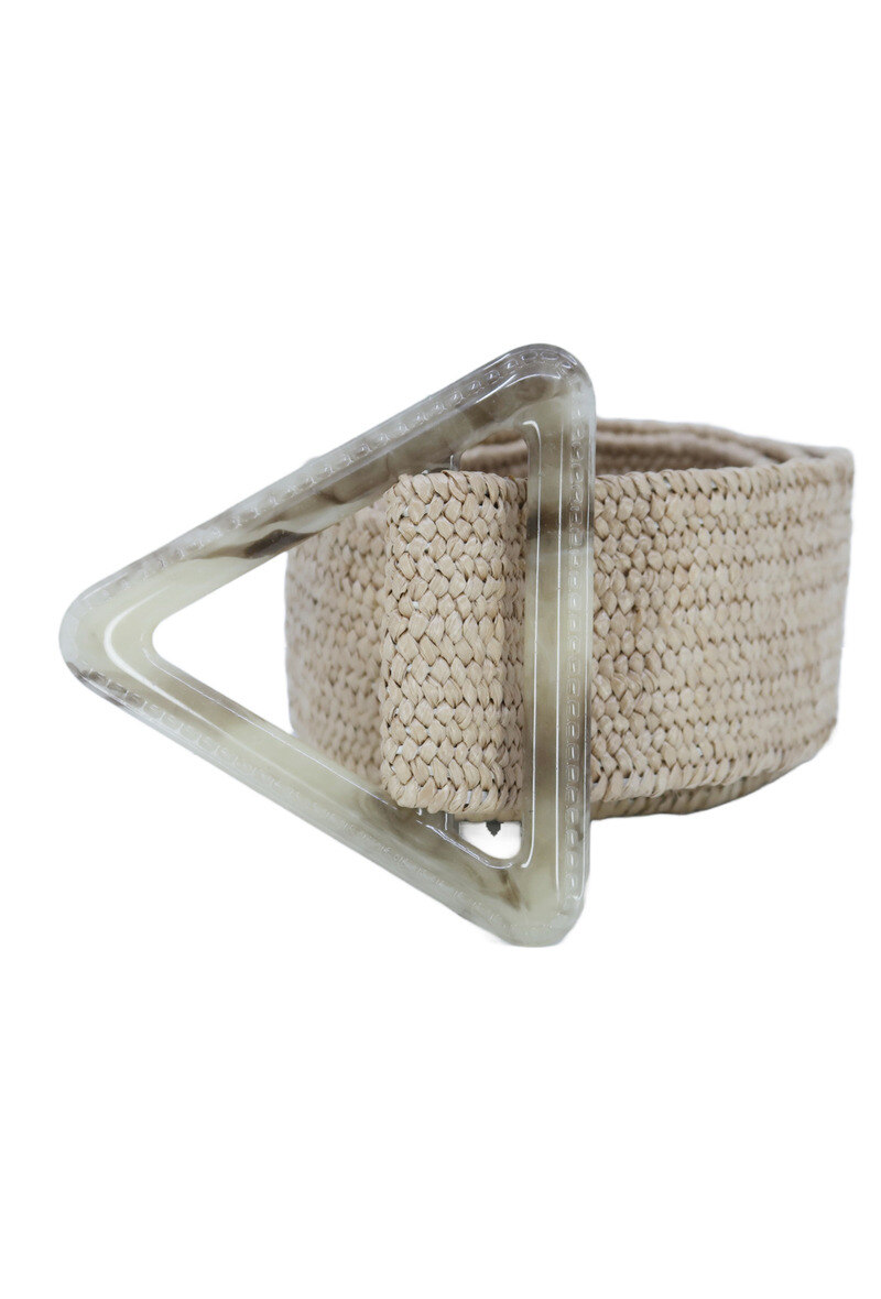Grossiste JCL - Ceinture raphia en paille élastiqué boucle triangle