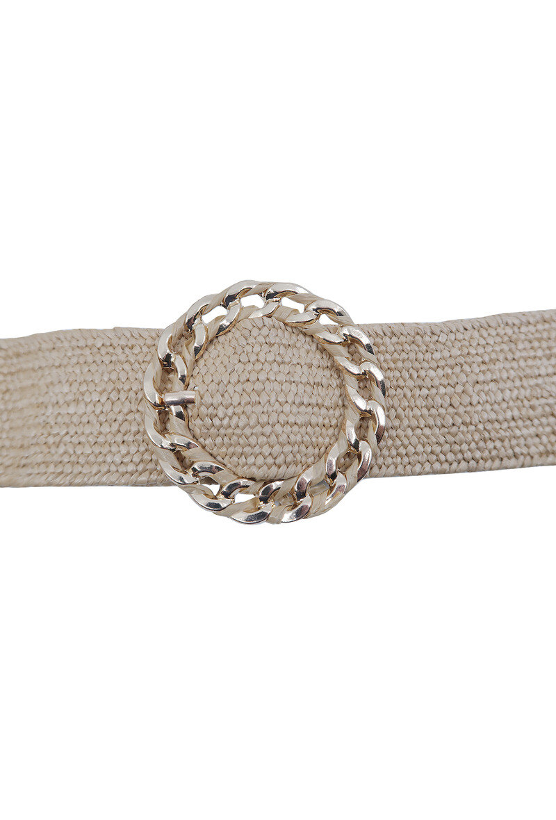 Grossiste JCL - Ceinture raphia en paille élastiqué boucle en métal