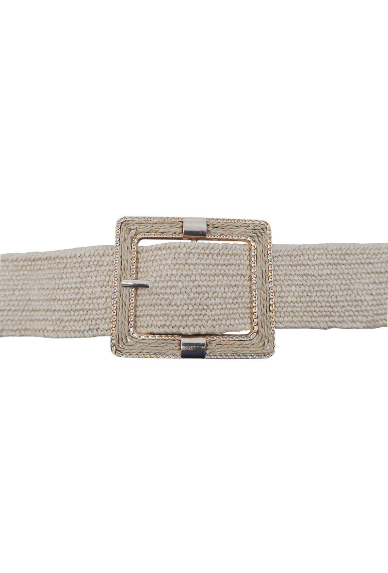 Wholesaler JCL - Raffia straw elastic women belt with metal buckle.
