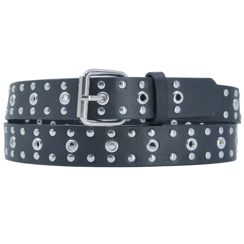 Wholesaler JCL - Bonded leather women belt with eye rivet studded 3 cm
