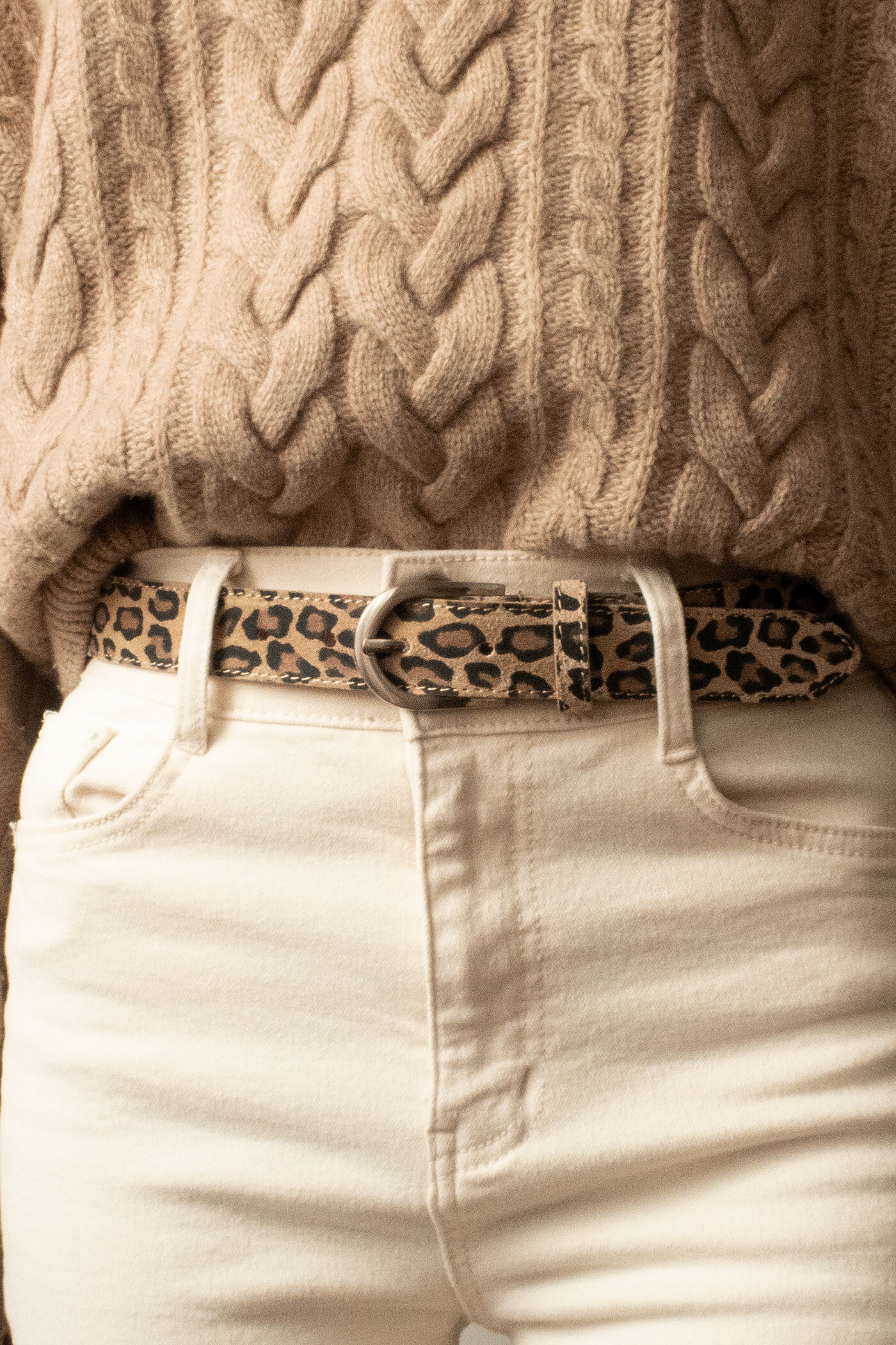 Wholesaler JCL - Women's suede leather belt with leopard/zebra pattern Made in Italy