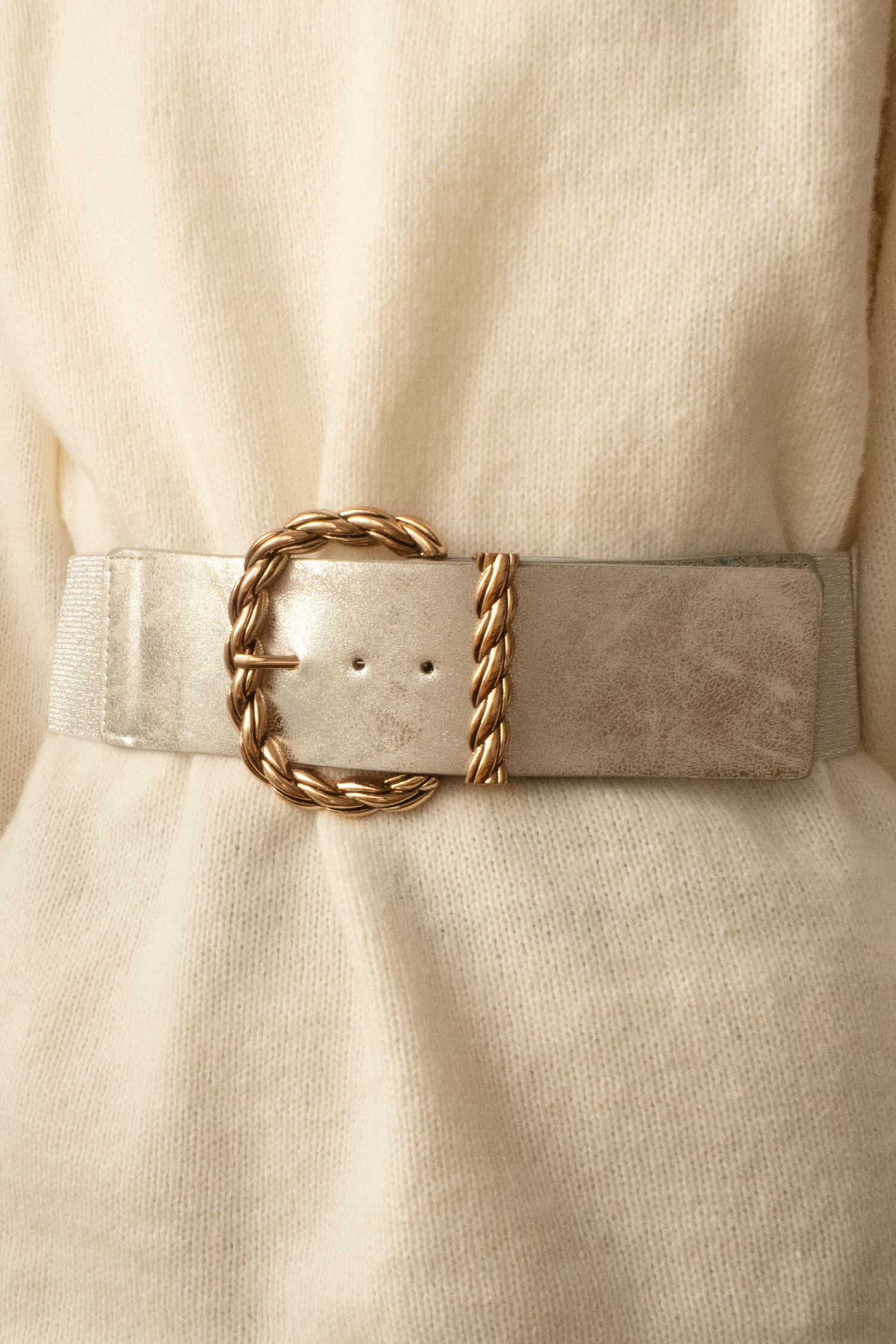 Wholesaler JCL - Wide elastic belt with gold buckle