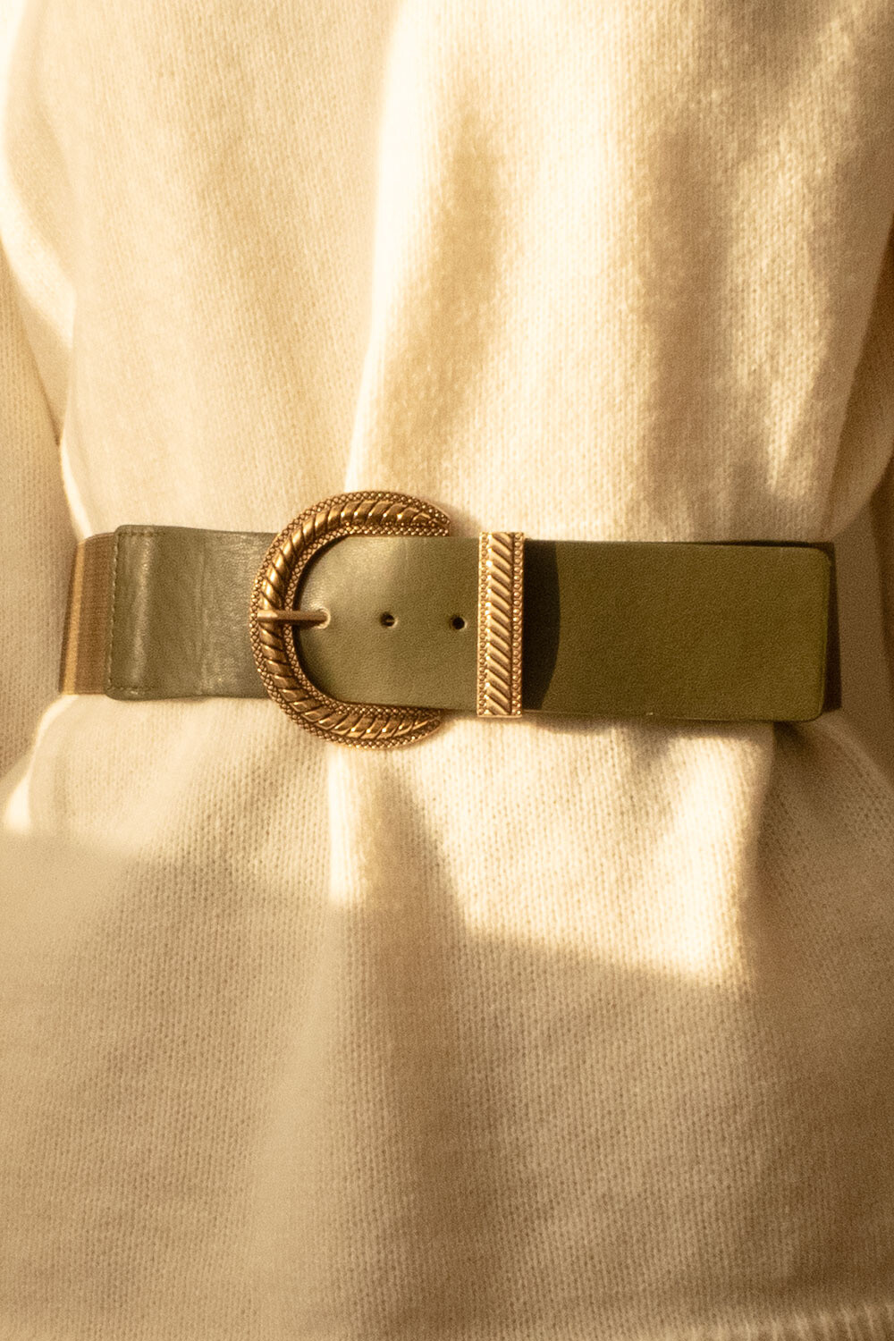 Wholesaler JCL - Women's wide elastic belt with gold buckle