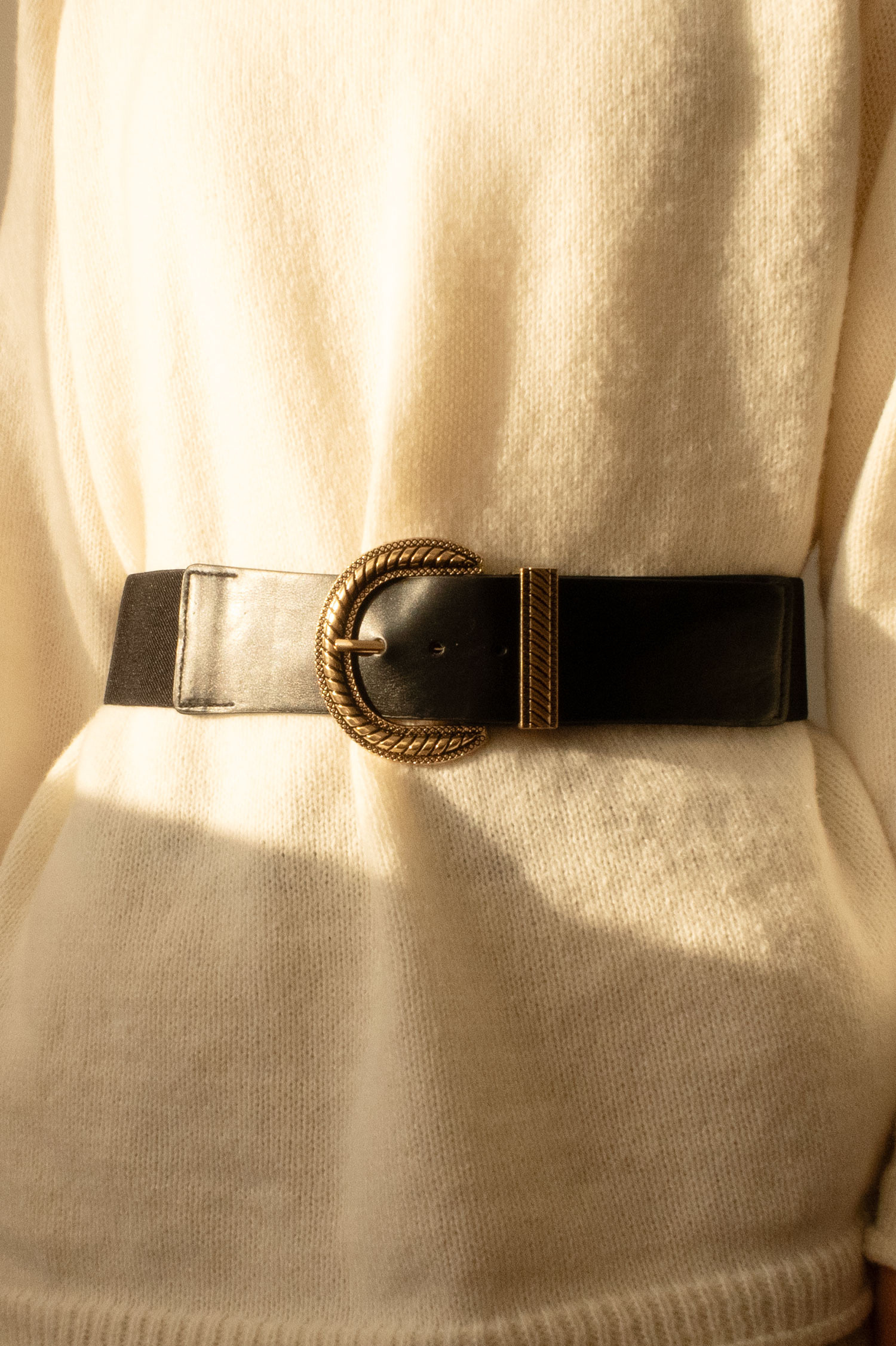 Grossiste JCL - Ceinture femme large élastique boucle dorée