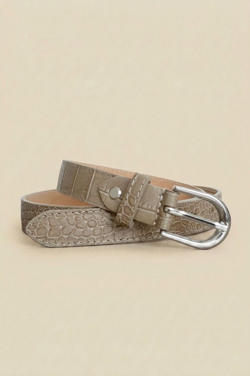 Grossiste JCL - Ceinture femme en cuir impression croco largeur 2,5 cm Fabriqué en Italie