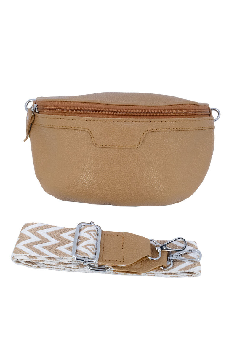 Wholesaler JCL - Leather fanny pack with patterned shoulder strap