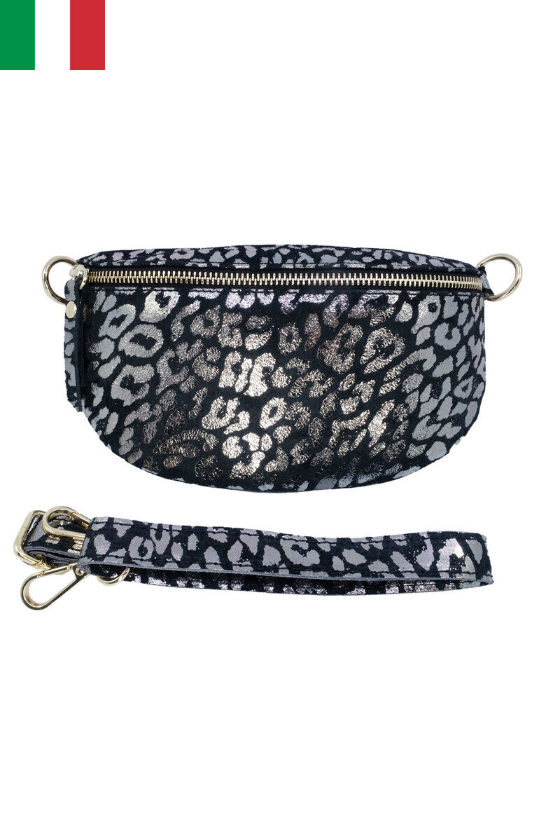 Großhändler JCL - Gürteltasche aus Wildleder mit Leopardenmuster in Gold