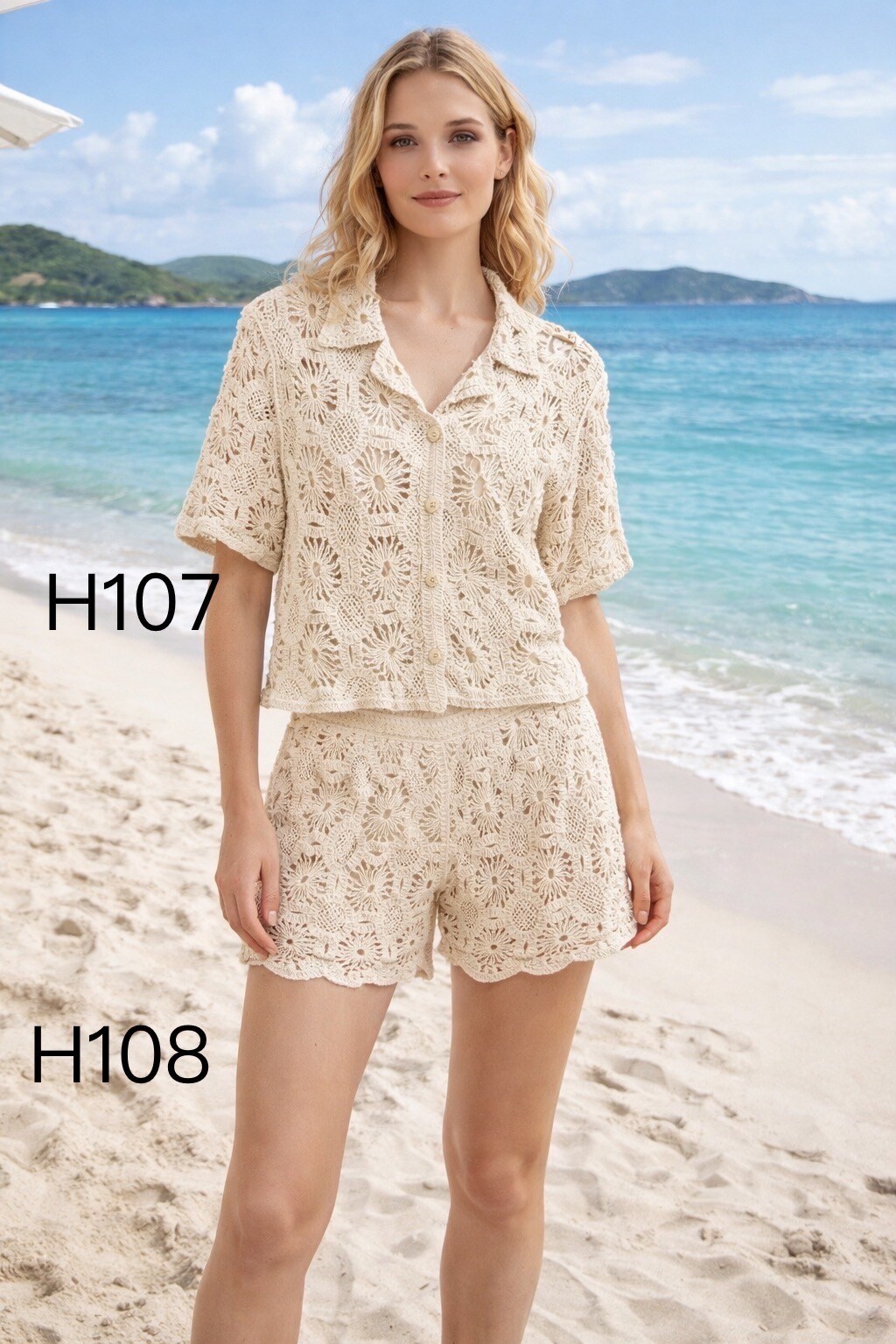 Großhändler Jolio & Co - Häkel-Top und Shorts Set