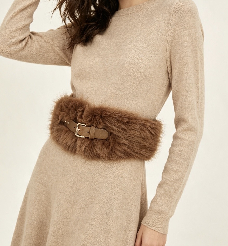 Wholesaler JERRY.AMY - Women's elastic fur belt, 8 cm wide