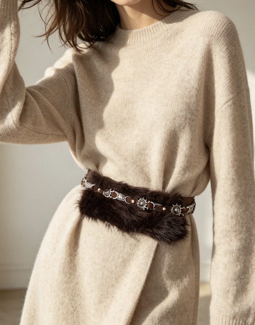 Wholesaler JERRY.AMY - Women's belt with fur