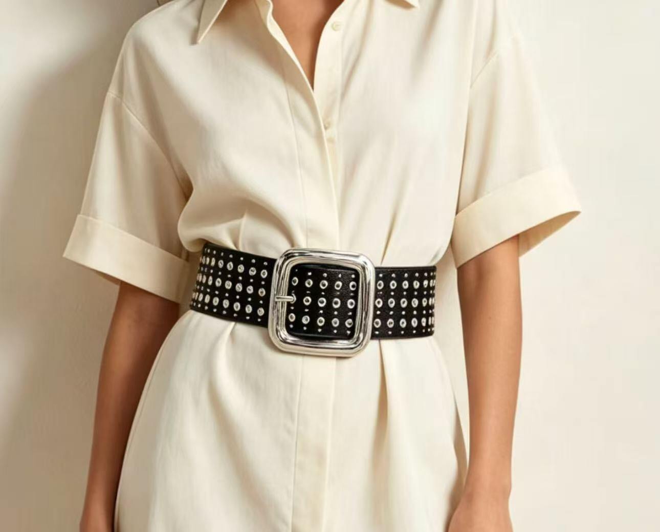 Wholesaler JERRY.AMY - Women's studded elastic belt, 6 cm wide