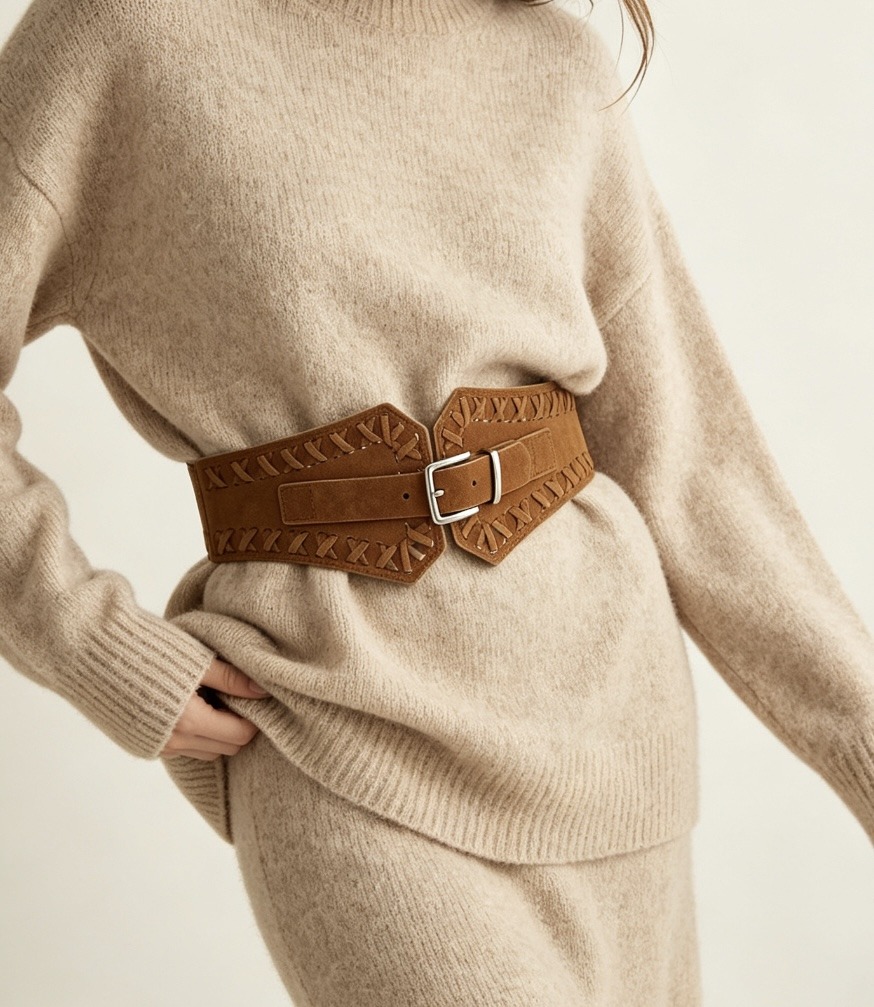 Wholesaler JERRY.AMY - Women's suede belt, 8 cm wide
