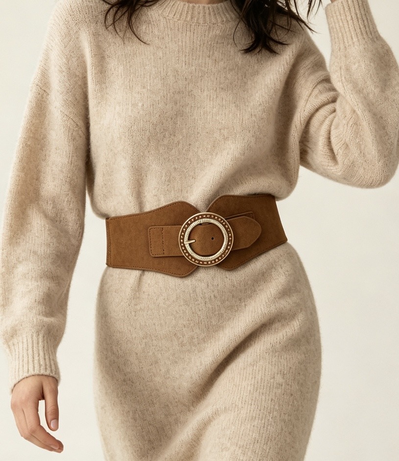 Wholesaler JERRY.AMY - Women's suede belt, 8 cm wide