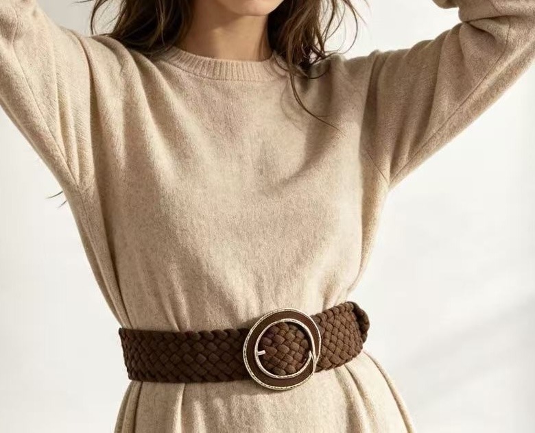 Wholesaler JERRY.AMY - Women's braided elastic suede belt, 6 cm wide