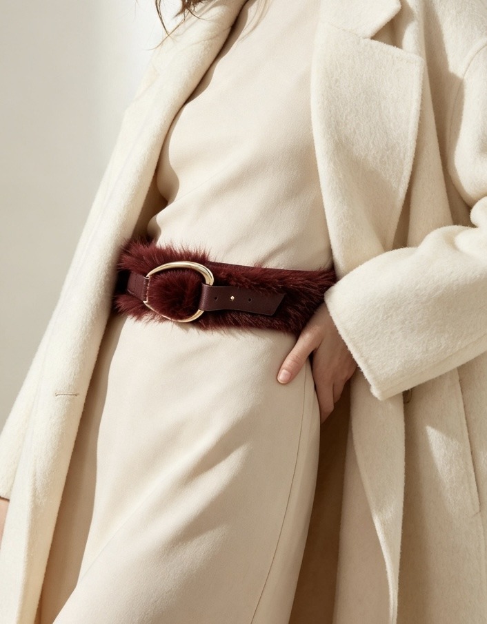 Wholesaler JERRY.AMY - Women's elastic fur belt, 5 cm wide