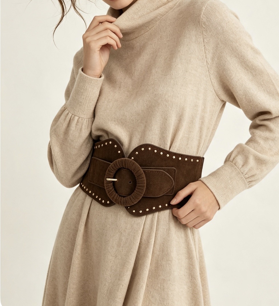 Wholesaler JERRY.AMY - Women's suede elastic belt, 8 cm wide