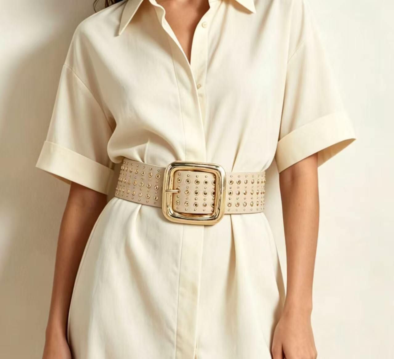 Wholesaler JERRY.AMY - Women's elastic studded belt, 6 cm wide