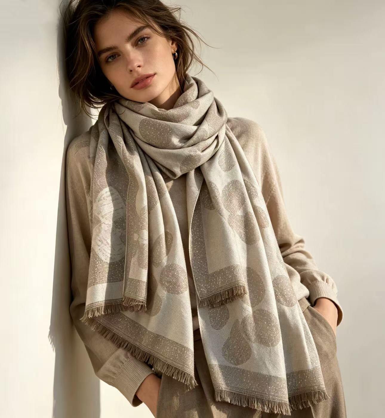 Wholesaler JERRY.AMY - Women's scarf in viscose and wool, 65x180 cm