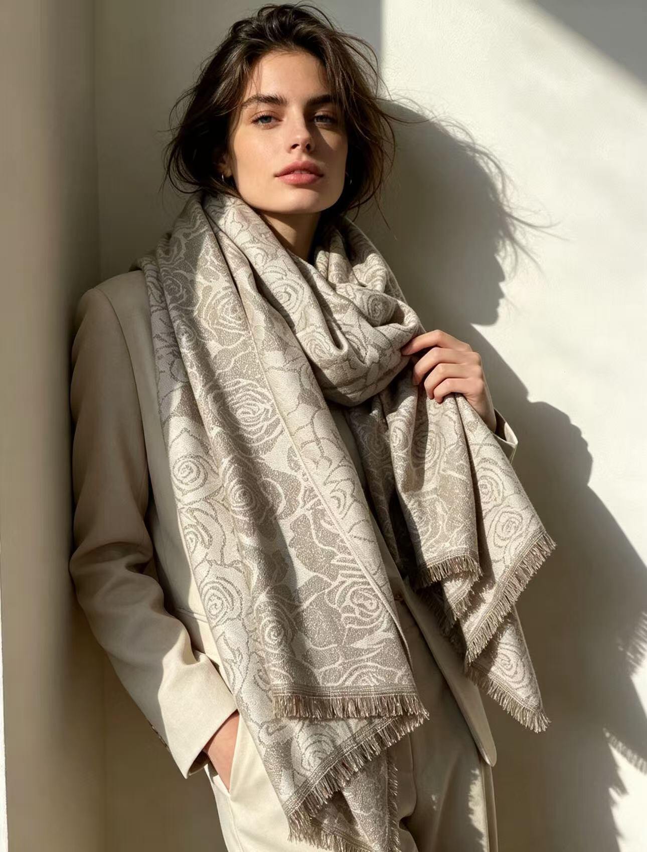 Wholesaler JERRY.AMY - Women's scarf in viscose and wool, 65x180 cm