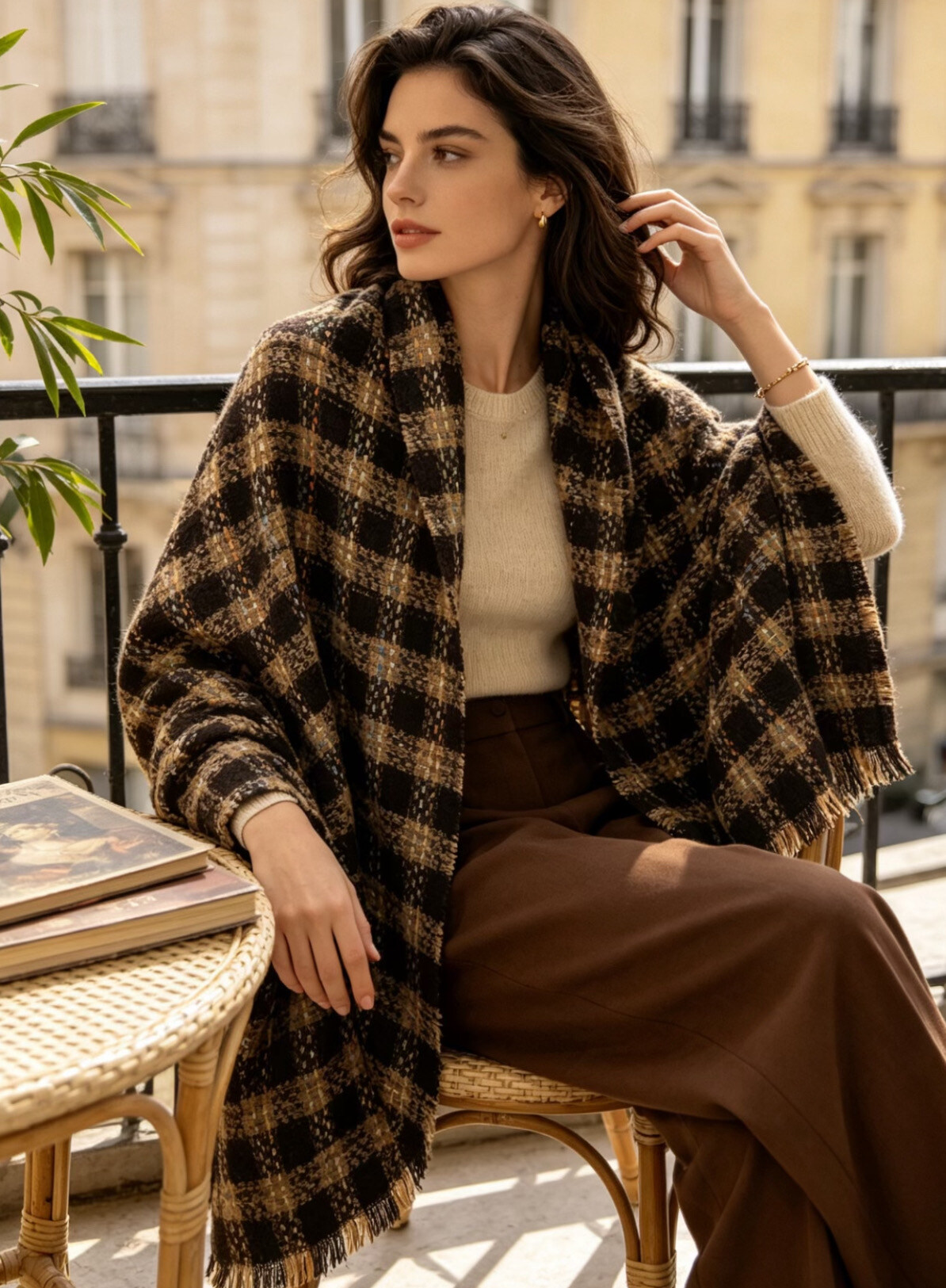 Wholesaler JERRY.AMY - Houndstooth Checkered Scarf with Micro Sequins