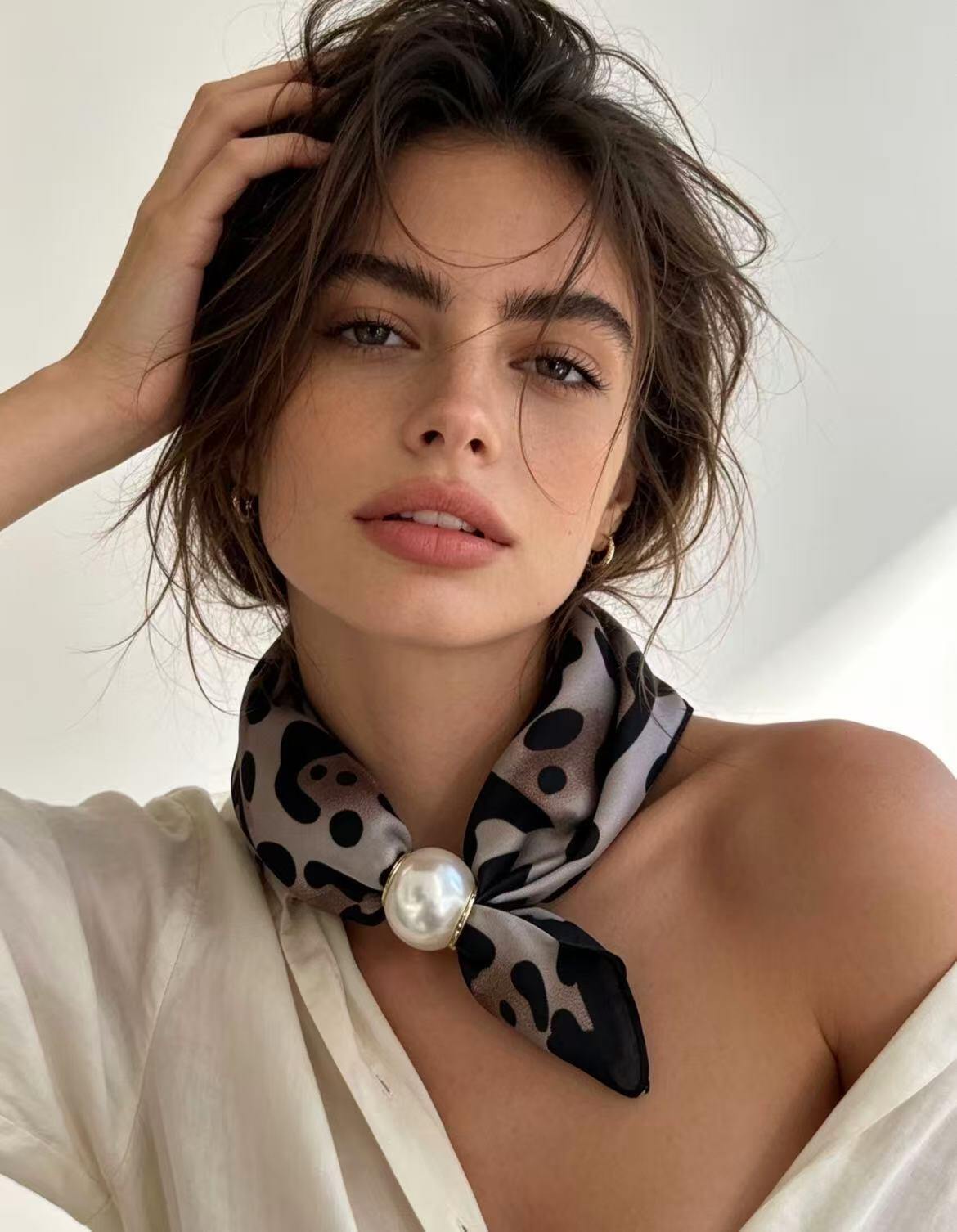 Mayorista JERRY.AMY - Pañuelo con perlas y cierre magnético para mujer