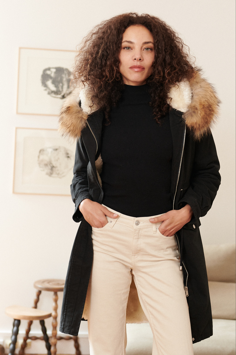 Grossiste Jessy Line - Parka en coton fourrée intérieur blanc