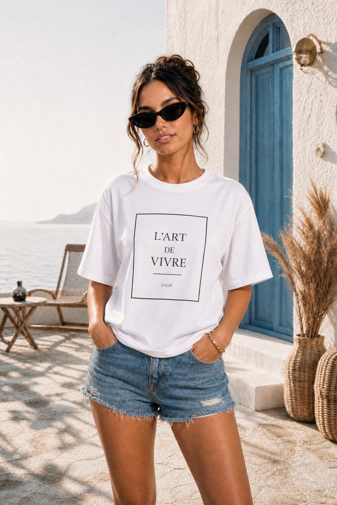 Grossiste Jessy Line - T-shirt en coton imprimé "L'Art de Vivre"